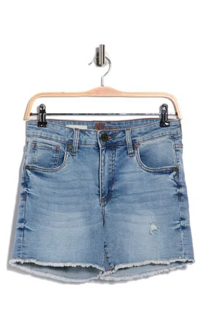 Kut From The Kloth Kity Frayed Denim Boyfriend Shorts In Blue