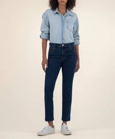 Kut From The Kloth Leighton Linen Top In Light Wash In Blue