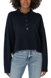 Kut From The Kloth Lilia Boxy Half Button Sweater In Navy