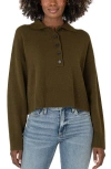 Kut From The Kloth Lilia Boxy Half Button Sweater In Olive