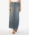 Kut From The Kloth Liora Denim Maxi Skirt In Blue