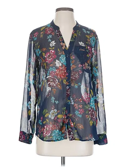 Pre-owned Kut From The Kloth Long Sleeve Blouse In Blue