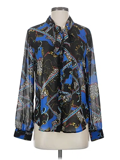Pre-owned Kut From The Kloth Long Sleeve Blouse In Blue