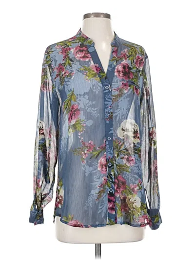 Pre-owned Kut From The Kloth Long Sleeve Blouse In Blue