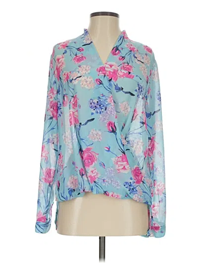 Pre-owned Kut From The Kloth Long Sleeve Blouse In Blue