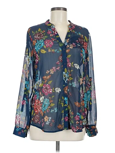 Pre-owned Kut From The Kloth Long Sleeve Blouse In Blue