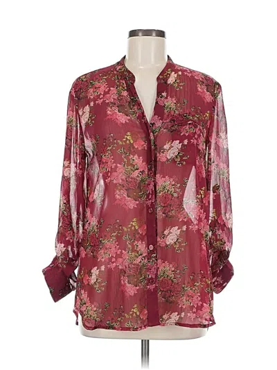 Pre-owned Kut From The Kloth Long Sleeve Blouse In Burgundy