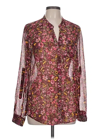 Pre-owned Kut From The Kloth Long Sleeve Blouse In Burgundy