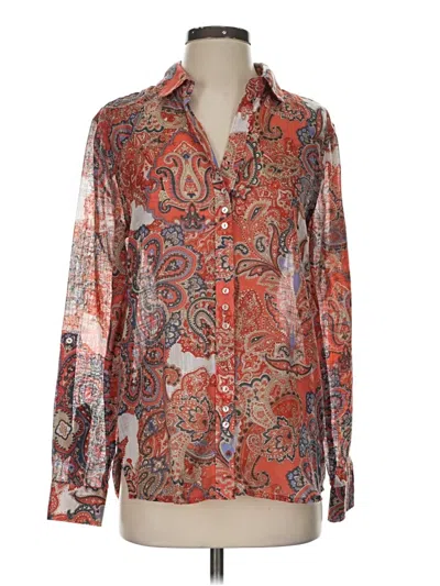 Pre-owned Kut From The Kloth Long Sleeve Blouse In Orange