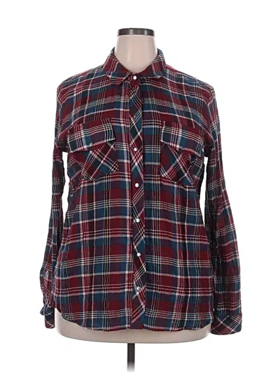 Pre-owned Kut From The Kloth Long Sleeve Button Down Shirt In Burgundy