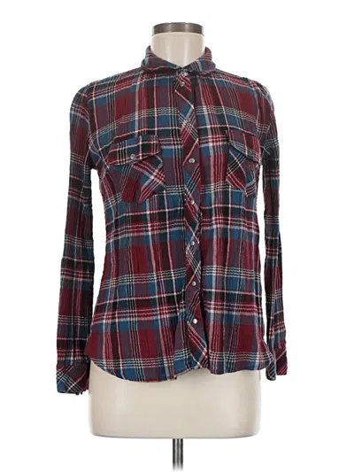 Pre-owned Kut From The Kloth Long Sleeve Button Down Shirt In Burgundy