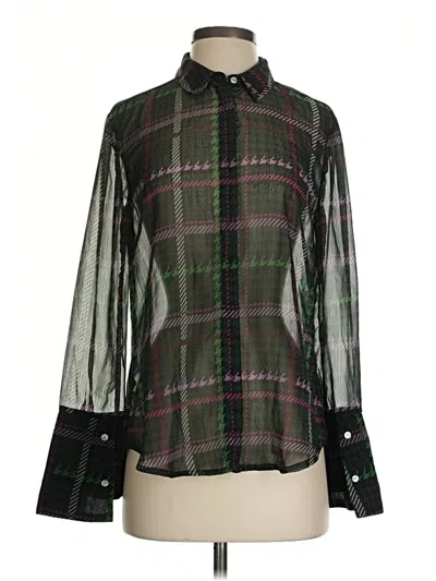 Pre-owned Kut From The Kloth Long Sleeve Button Down Shirt In Green