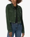 Kut From The Kloth Lorelei Faux Suede Crop Denim Jacket In Hunter