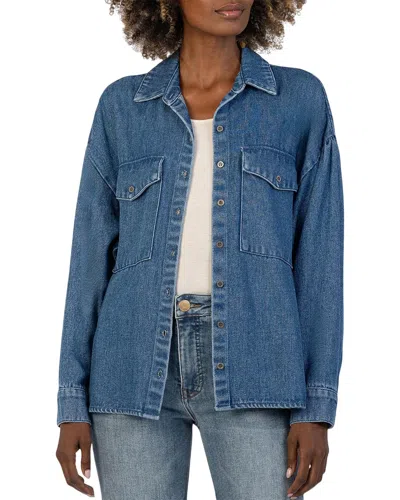 Kut From The Kloth Louella Cotton Denim Button Down Shirt In Medium Wash In Multi