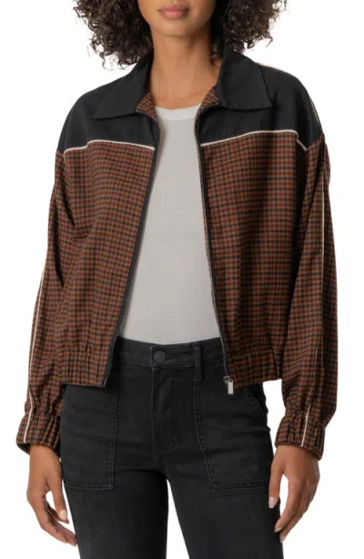 Kut From The Kloth Luca Zip Track Jacket In Black/brown