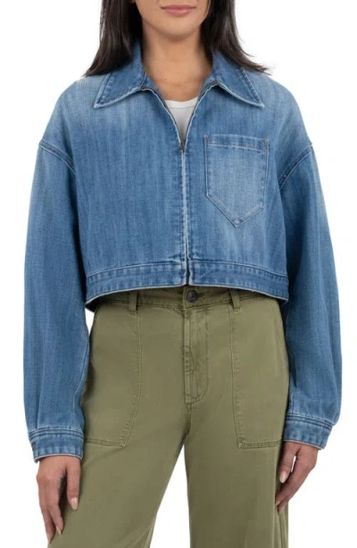 Kut From The Kloth Luna Oversize Crop Denim Jacket In Medium Wash
