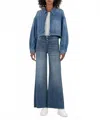 Kut From The Kloth Luna Oversized Crop Jacket In Medium Wash In Blue