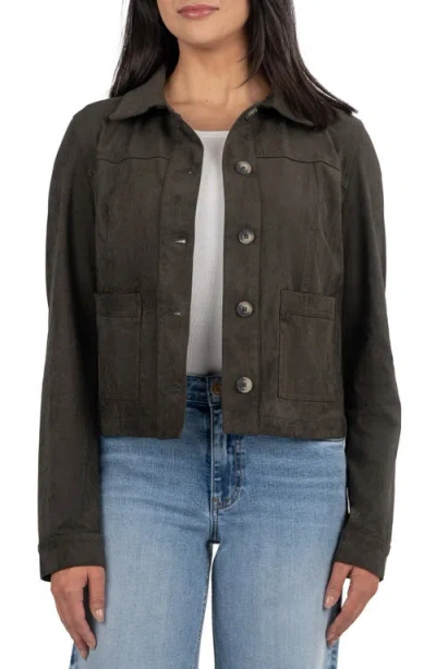 Kut From The Kloth Maddie Faux Suede Trucker Jacket In Gray