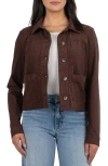 Kut From The Kloth Maddie Faux Suede Trucker Jacket In Brown