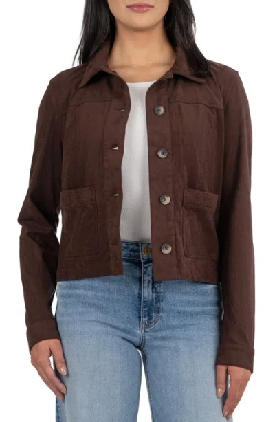 Kut From The Kloth Maddie Faux Suede Trucker Jacket In Brown