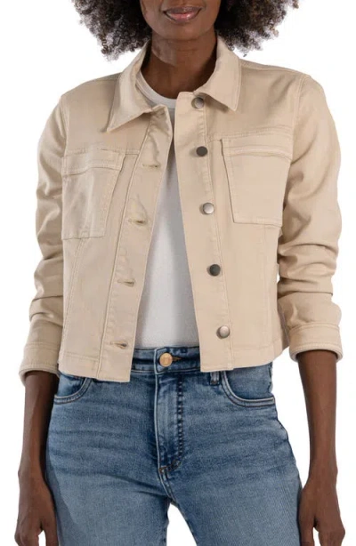 Kut From The Kloth Matilda Crop Trucker Jacket In Beige