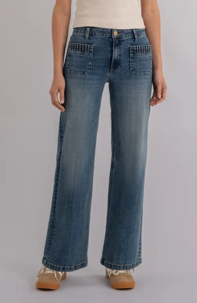 Kut From The Kloth Maya Patch Pocket High Waist Wide Leg Jeans In Pink