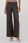Kut From The Kloth Meg Coated High Waist Wide Leg Jeans In Brown