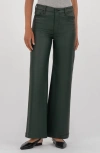 Kut From The Kloth Meg Coated High Waist Wide Leg Jeans In Green