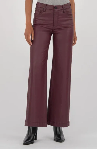 Kut From The Kloth Meg Coated High Waist Wide Leg Jeans In Purple