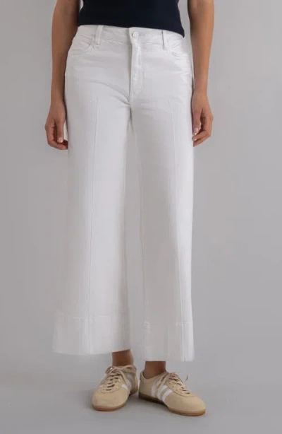 Kut From The Kloth Meg Coated Pintuck High Waist Ankle Wide Leg Jeans In White