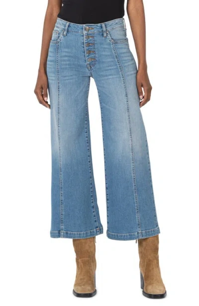 Kut From The Kloth Meg Exposed Button High Waist Ankle Wide Leg Jeans In Lightining