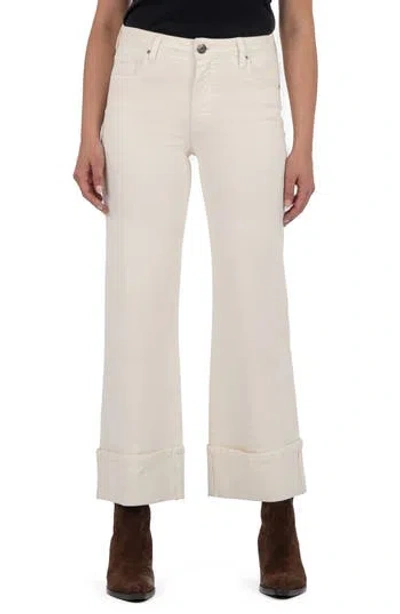 Kut From The Kloth Meg Fab Ab High Waist Cuffed Ankle Wide Leg Jeans In White