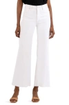 Kut From The Kloth Meg Fab Ab High Waist Raw Hem Ankle Wide Leg Jeans In Optic White