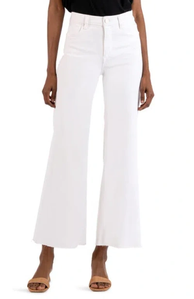 Kut From The Kloth Meg Fab Ab High Waist Raw Hem Ankle Wide Leg Jeans In Optic White