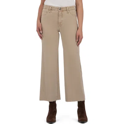 Kut From The Kloth Meg Fab Ab Raw Hem High Waist Ankle Wide Leg Jeans In Brown