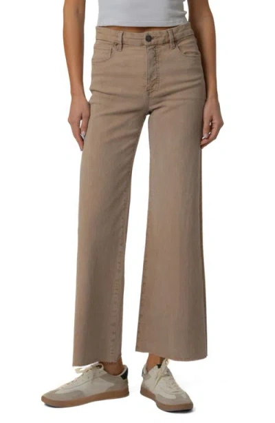 Kut From The Kloth Meg Fab Ab Raw Hem High Waist Ankle Wide Leg Jeans In Brown