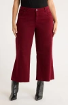 Kut From The Kloth Meg Fab Ab Raw Hem High Waist Ankle Wide Leg Jeans In Burgundy