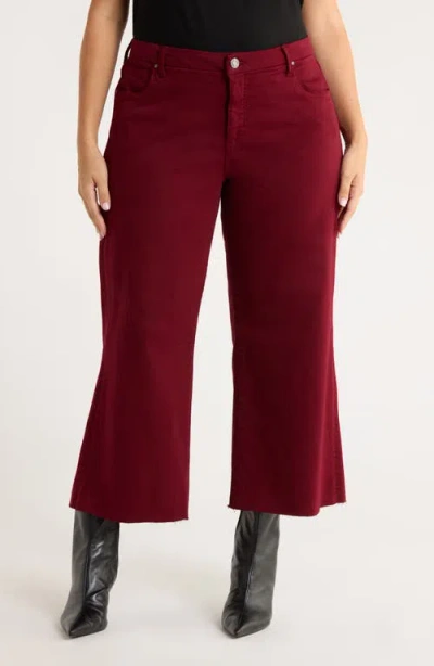 Kut From The Kloth Meg Fab Ab Raw Hem High Waist Ankle Wide Leg Jeans In Burgundy