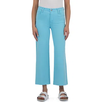Kut From The Kloth Meg Fab Ab Raw Hem High Waist Ankle Wide Leg Jeans In Capri Blue