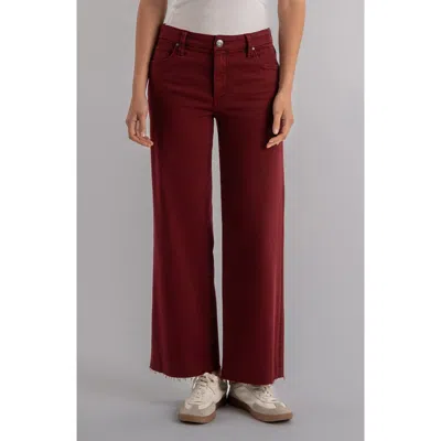 Kut From The Kloth Meg Fab Ab Raw Hem High Waist Ankle Wide Leg Jeans In Red