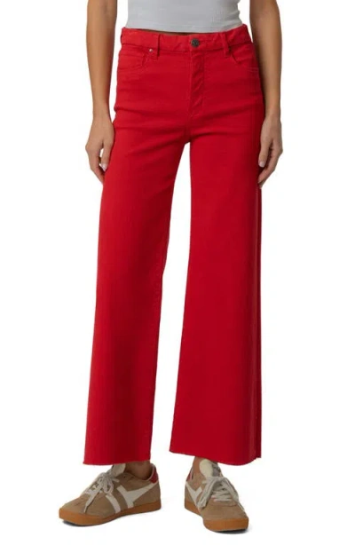 Kut From The Kloth Meg Fab Ab Raw Hem High Waist Ankle Wide Leg Jeans In Red
