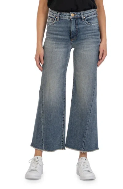 Kut From The Kloth Meg Fab Ab Raw Hem High Waist Ankle Wide Leg Jeans In Reliance
