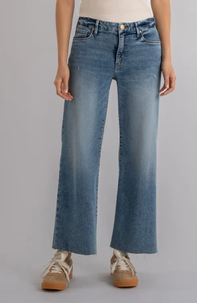 Kut From The Kloth Meg Fab Ab Raw Hem High Waist Wide Leg Jeans In Blue