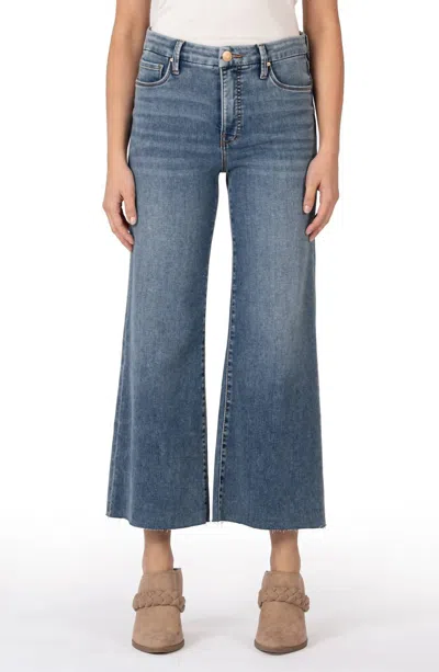 Kut From The Kloth Meg Fab Ab Wide Leg Raw Hem Jean In Gripping In Blue