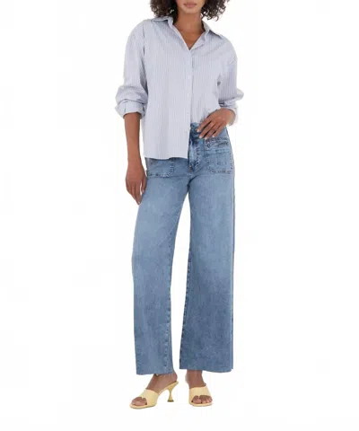 Kut From The Kloth Meg High Rise Denim With Patch Pocket Jeans In Medium Wash In Blue
