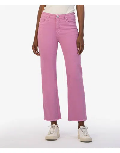 Kut From The Kloth Meg High Rise Fab Ab Raw Hem Jeans In Peony Pink In Wild Berry
