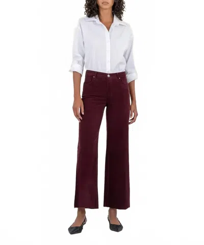 Kut From The Kloth Meg High Rise Fab Ab Wide Leg Corduroy Pants In Dark Plum In Brown