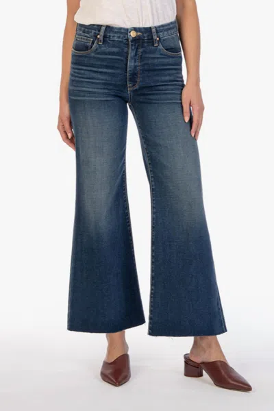 Kut From The Kloth Meg High Rise Fab Ab Wide Leg Jeans In Yielded Dark Base Wash
