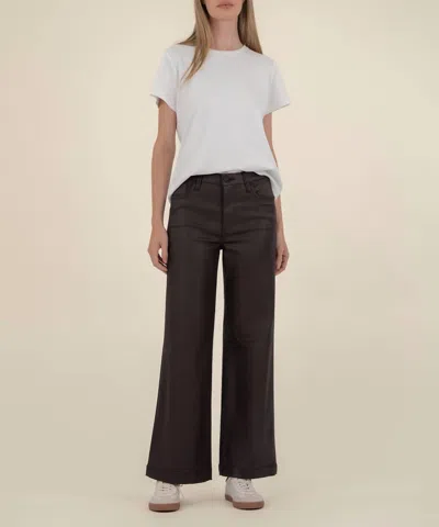 Kut From The Kloth Meg High Rise Fab Ab Wide Leg Pants In Chocolate In Brown