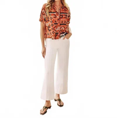 KUT FROM THE KLOTH MEG HIGH RISE FRONT PIN TUCK WIDE HEM PANTS IN OPTIC WHITE